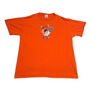 Vintage 2001 Delta The Ren & Stimpy Show Cartoon Orange Shirt Men's Large‎
